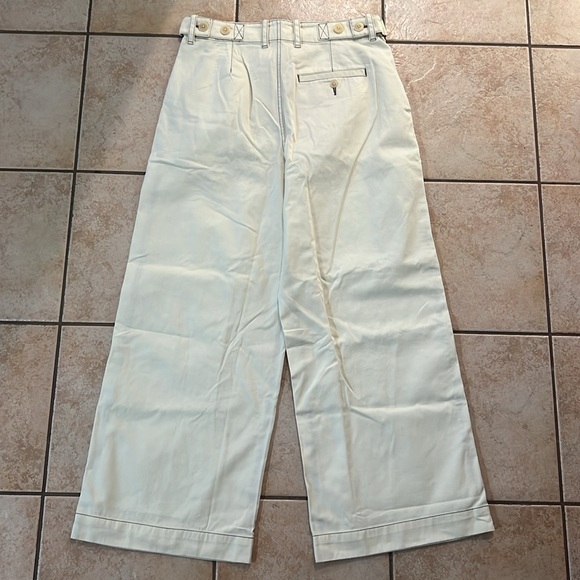 NWT Madewell Button-Tab Wide-Legs Pants Antique Cream, Sz 6 - Picture 3 of 14